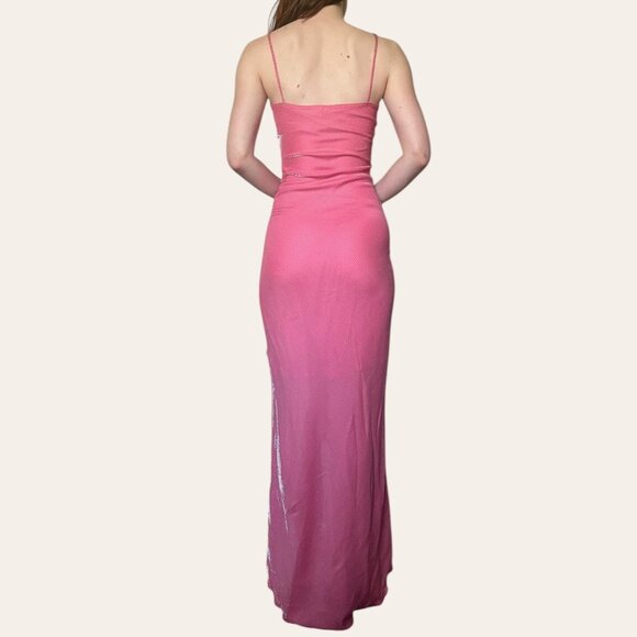 Y2k/90s vintage Finesse USA shimmery pink cami asymmetric prom semi-formal dress - Picture 4 of 8